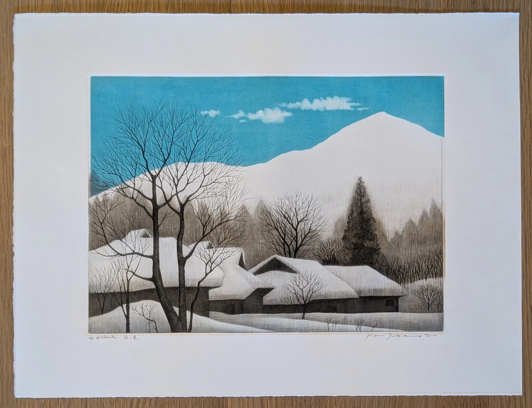 絵画 In the midst of winter Koichi Sakamoto - 白い里 (White Countryside) | Japanese Prints